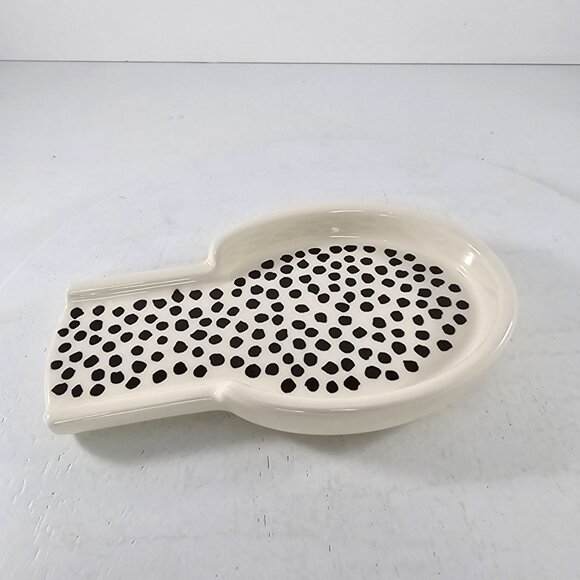 Thyme & Table Stoneware Spoon Rest Black Polka Dot Design Dishwasher Safe - Picture 6 of 8